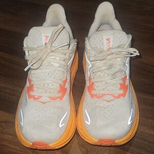Hoka One One Clifton 10 Orange Lace-Up Running Shoes